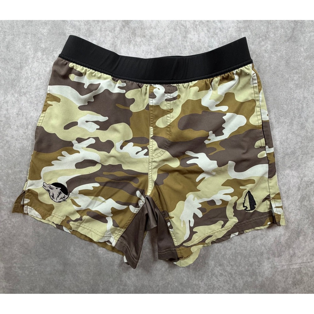 TacHuntFish Mens Medium Athletic Shorts Desert Camo 6 Inch Inseam Hunting